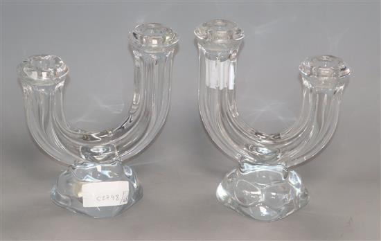 A pair of Art glass candlesticks height 19cm